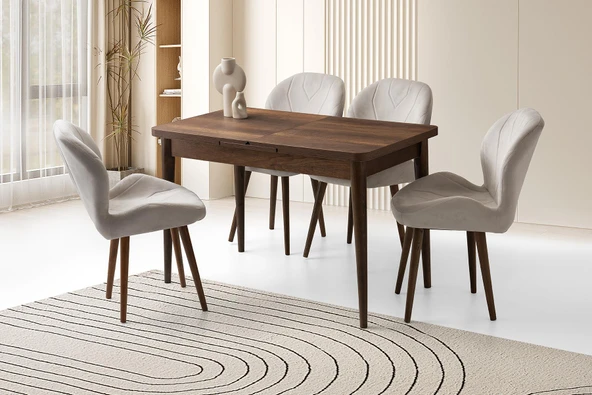 Kelebek Milano Mdf Açılır Masa 4 Adet Vera Sandalye Takım