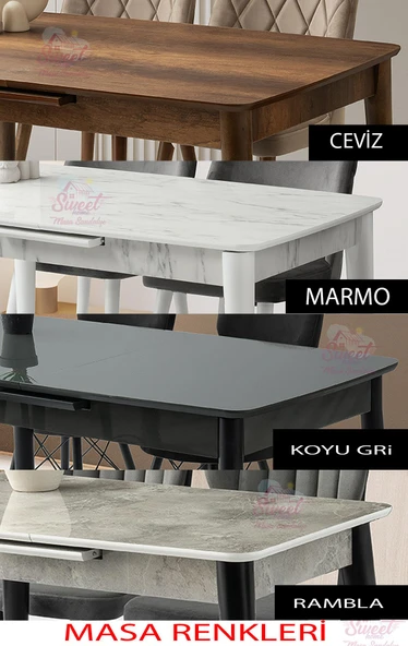 Milano Mdf Ortadan Açılır Masa 4 Adet Esinti Sandalye Takım - 4