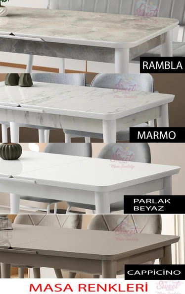 Kelebek Milano Mdf Açılır Masa 4 Adet Vera Sandalye Takım - 5