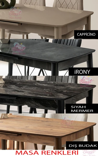 Milano Mdf Ortadan Açılır Masa 4 Adet Nova Sandalye Takım - 3