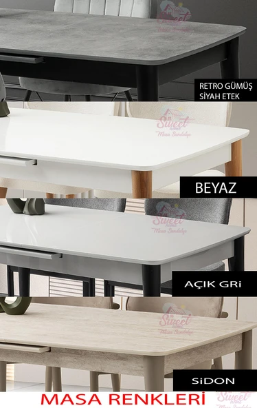 Milano Mdf Ortadan Açılır Masa Cappicino  4 Adet Gözde Sandalye Takım - 2