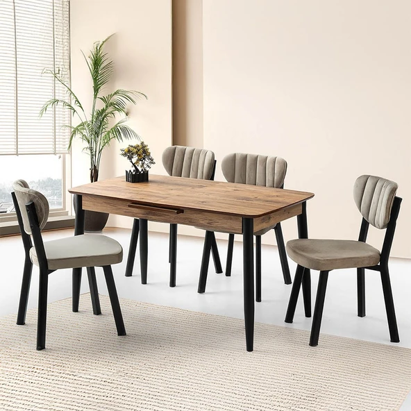 Milano Mdf Ortadan Açılır Masa 4 Adet Esinti Sandalye Takım - 7