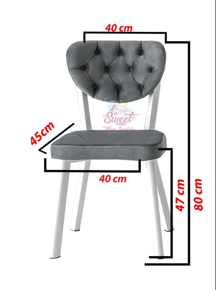 Mini 60 x 100 Milano Koyu Gri Mdf Ortadan Açılır Masa 4 Adet Simge Sandalye - 5