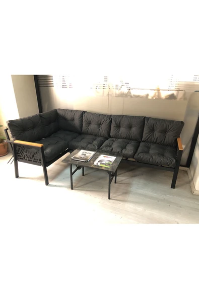 Miami melisa 3+2 Köşe Yön değiştirilebilir Koltuk Takımı Balkon-bahçe-kafe mermerdesen 70x50cm sehpa