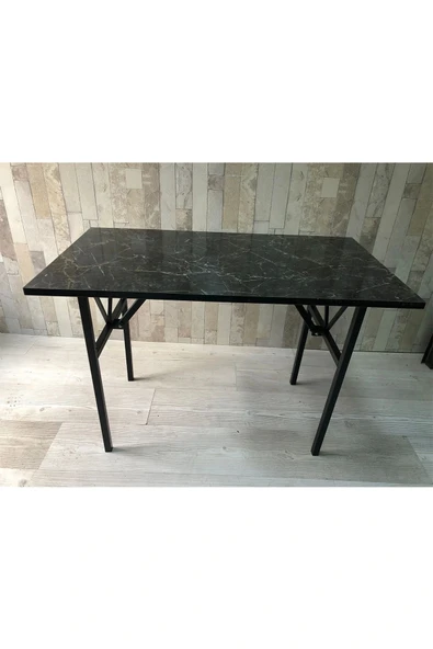 adımshops bahçe balkon çayseti masası siyah mermer desenli 90x50cm orta sehpa, yan sehpa, sehpa, masa - 2