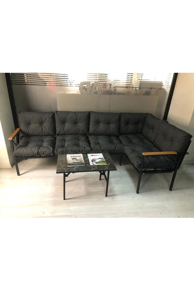 adımshops miami Köşe Koltuk Takımı , 3+2 Balkon-bahçe-çay Seti-mutfak Köşesi mermer desen 70x50cm sehpa ürün görseli