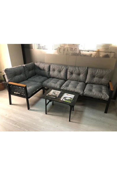 adımshops Miami melisa 3+2 Köşe Yön değiştirilebilir Koltuk Takımı Balkon-bahçe-kafe mermerdesen 70x50cm sehpa