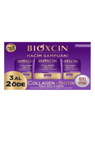 Collagen & Biotin Ekstra Hacim Şampuanı 300 ml 3 Al 2 Öde - Kolajen Biotin İnce ve Seyrek Saçlar
