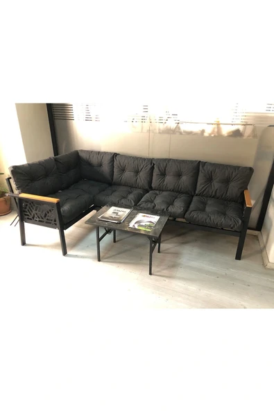 adımshops Miami melisa 3+2 Köşe Yön değiştirilebilir Koltuk Takımı Balkon-bahçe-kafe mermerdesen 70x50cm sehpa ürün görseli