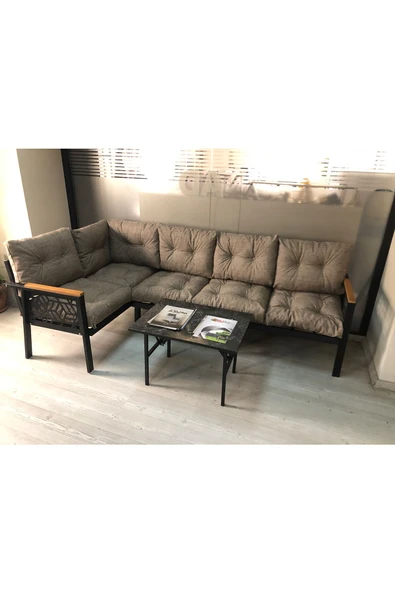 Miami melisa 3+2 Köşe Yön değiştirilebilir Koltuk Takımı Balkon-bahçe-kafe mermerdesen 70x50cm sehpa