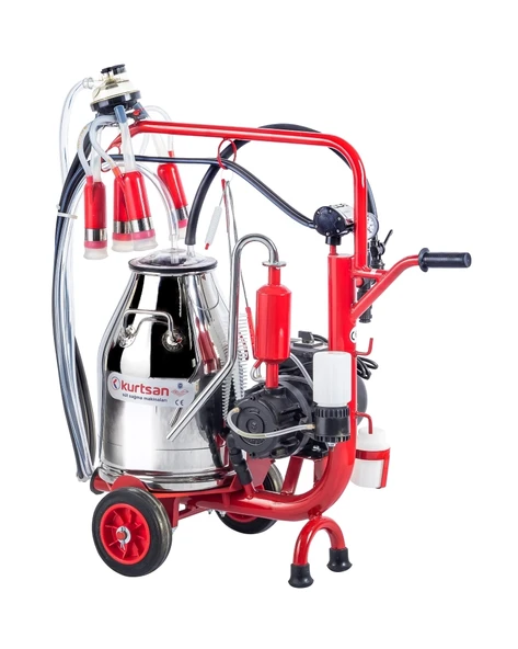 Kurtsan CYK Tek Sağım 30 LT Tek Güğüm Arabalı Süt Sağım Makinesi 300 CC Pençeli, Yağlı sistem - Silikon memelikli
