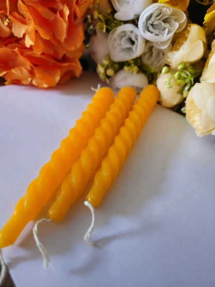 YASİMA 3 Lü BURGU Turuncu Mum şamdan dekor Yılbası Özel Gün MUMU - 3