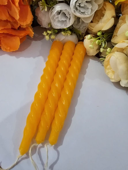 YASİMA 3 Lü BURGU Turuncu Mum şamdan dekor Yılbası Özel Gün MUMU - 2