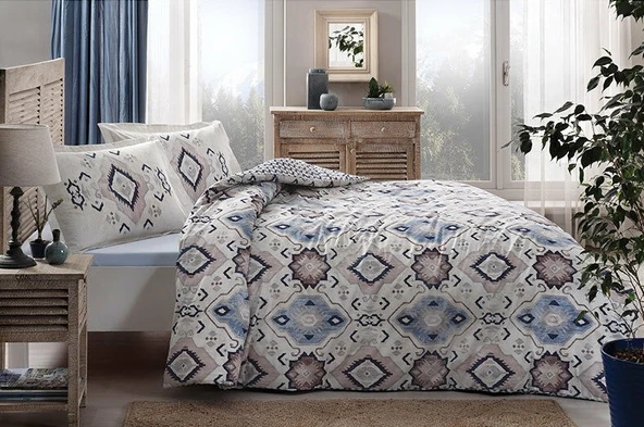 Özdilek Azure Çift Kişilik Fitted Çarşaf Nevresim Takımı Mavi