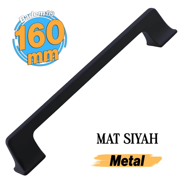 Gediz Metal Mat Siyah Kulp 160 mm 16 cm Mobilya Çekmece Mutfak Dolabı Dolap Kapak Kulplar Kulb Kulpu