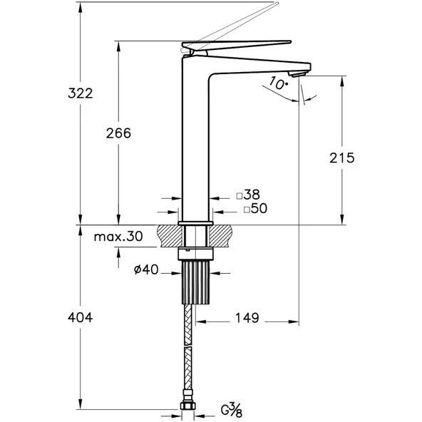 Brava A42610 Çanak Lavabo Bataryası, Krom - 2