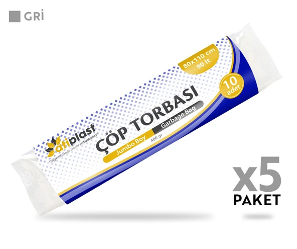 Atiplast Çöp Torbası Endüstriyel Jumbo Boy 400 gr 80 x 110 cm Gri 5 Rulo - 2