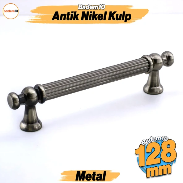 Selçuklu Antik Nikel Metal Kulp 128 mm Mobilya Çekmece Mutfak Dolabı Dolap Kapak Kulpları Kulb Kulpu