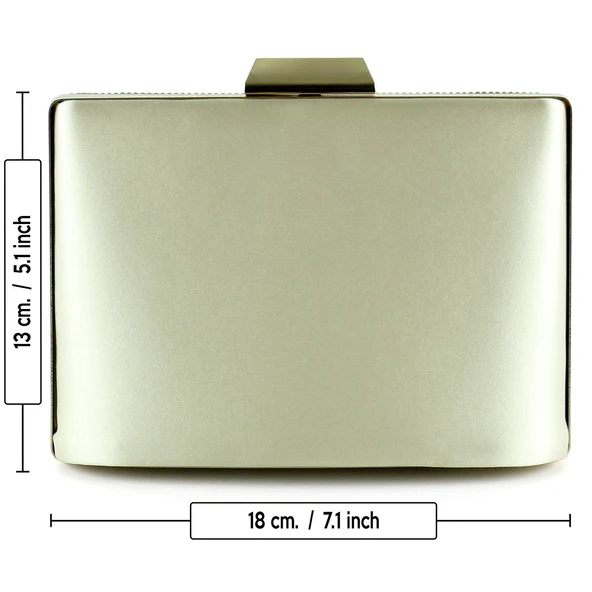 Erkan Saçmacı Altın Saten Kristal Taşlı Metal Saplı Zincir Askılı Abiye Çanta - 4