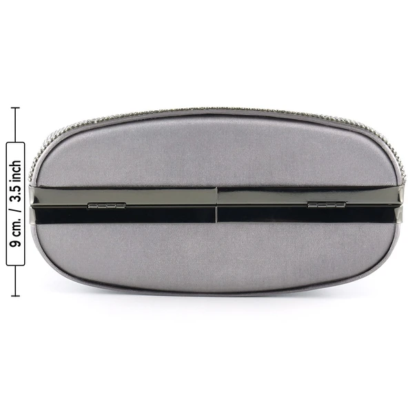 Erkan Saçmacı Antrasit Saten Kristal Taşlı Metal Saplı Zincir Askılı Abiye Çanta - 5