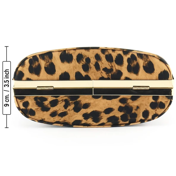 Erkan Saçmacı Leopar Desenli Metal Saplı Zincir Askılı Abiye Çanta - 5