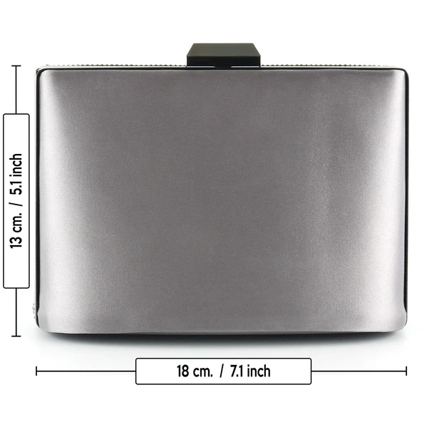 Erkan Saçmacı Antrasit Saten Kristal Taşlı Metal Saplı Zincir Askılı Abiye Çanta - 4