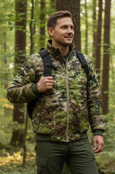 Single Sword Suya Dayanıklı Kolları Çıkabilen  Kamuflaj Pilot Mont - Resim 4