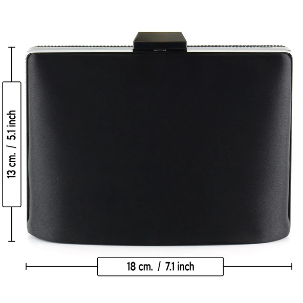 Erkan Saçmacı Siyah Saten Kristal Taşlı Metal Saplı Zincir Askılı Abiye Çanta - 4