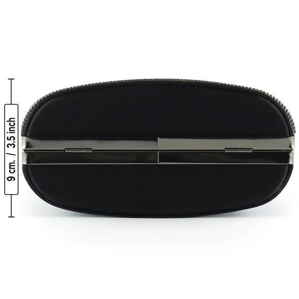 Erkan Saçmacı Siyah Saten Kristal Taşlı Metal Saplı Zincir Askılı Abiye Çanta - 5