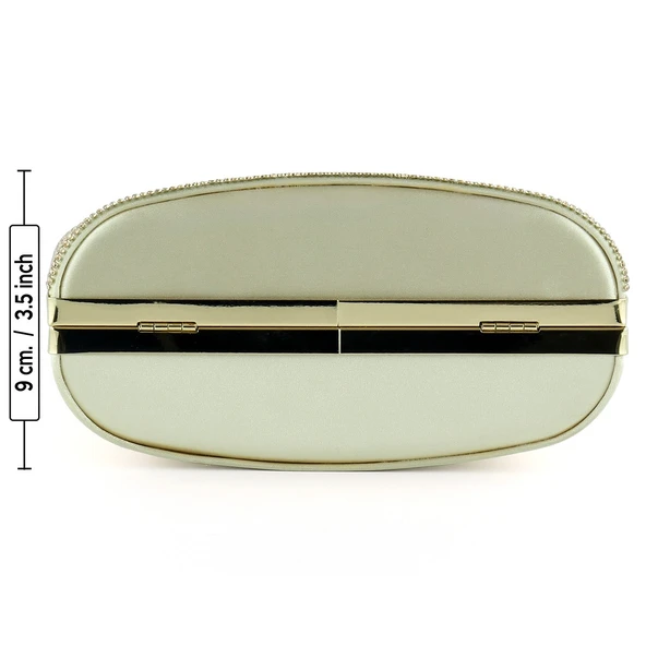 Erkan Saçmacı Altın Saten Kristal Taşlı Metal Saplı Zincir Askılı Abiye Çanta - 5