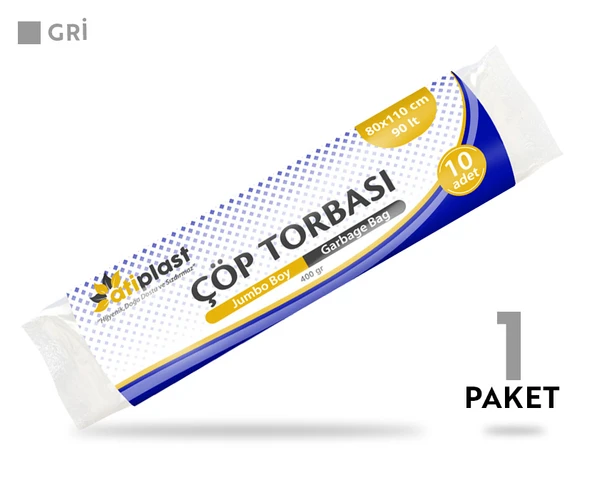 Atiplast Çöp Torbası Endüstriyel Jumbo Boy 400 gr 80 x 110 cm Gri 10 Rulo - 2