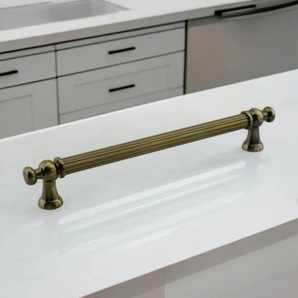 Selçuklu Antik Sarı Metal Kulp 160 mm Mobilya Çekmece Mutfak Dolabı Dolap Kapak Kulpları Kulb Kulpu - 2