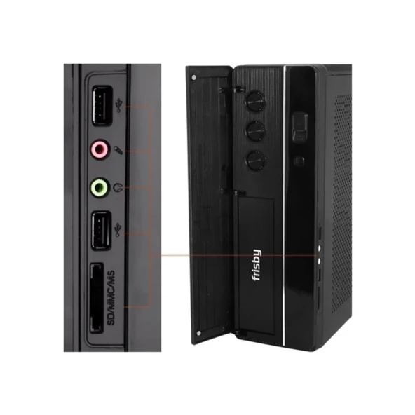 Frisby Slim Tower Micro ATX, 300W Slim Power, 80mm Fanlı FC-S6020B Kulplu Siyah Kasası - 4