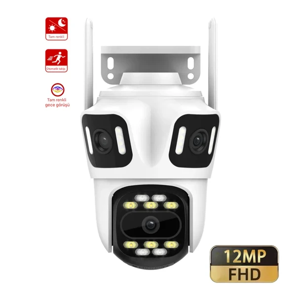 QASUL Wifi Kamera Wi-fi Üç Lens Üç Ekran Güvenlik PTZ Kamera Otomatik Takip Video Üç Lens Kablosuz Kamera