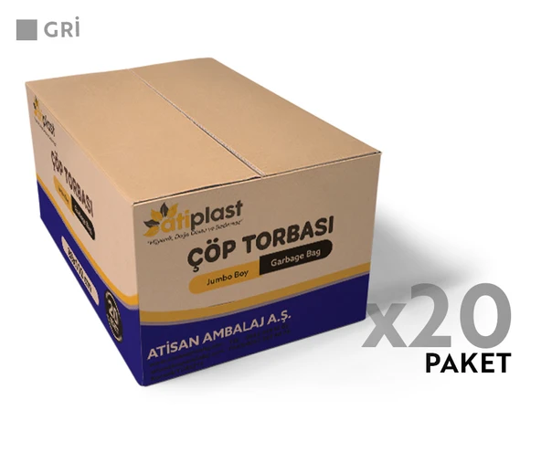 Atiplast Çöp Torbası Endüstriyel Jumbo Boy 400 gr 80 x 110 cm Gri 20 Rulo - 2
