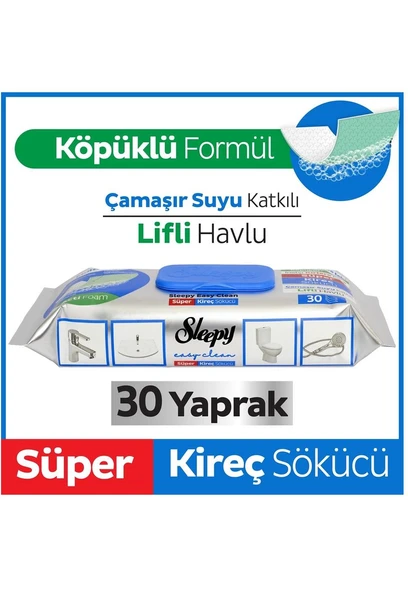 Sleepy Easy Clean kireç sökücü havlu 30lu