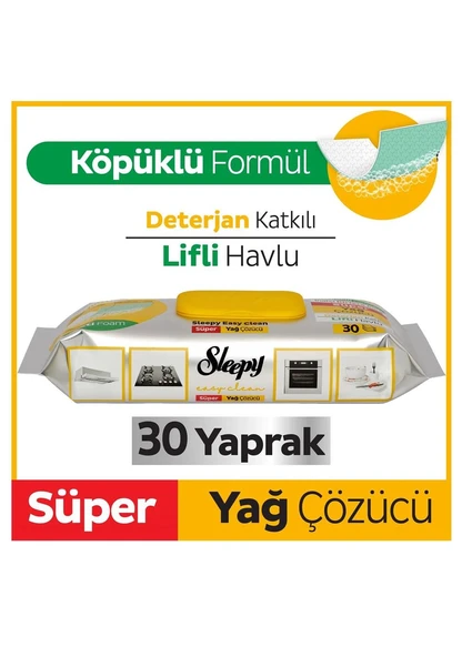 Sleepy Easy Clean yağ çözücü havlu 30lu