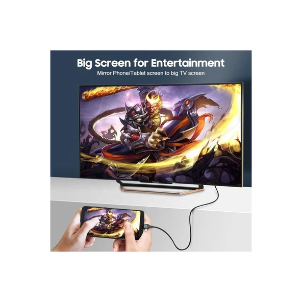 PMR 3 in 1 Phone to HDMI Kablo – 2K 60Hz, 200CM, Type-C, Lightning, Micro USB - 5