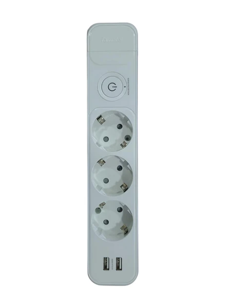 Famatel Üçlü Anahtarlı Grup Priz 2 USB Şarj Adaptörlü Kablosuz