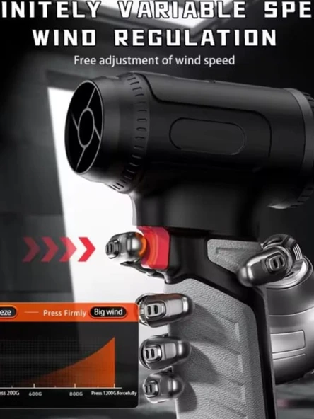 Super Turbo Jet Fan X9 Araç Dışı Içi Temizlik, Saç Kurutma, Yaprak Ve Toz Üfleme Fanı - 4