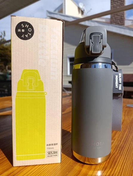 Shotay Camping Çelik Termos Matara 750Ml Yeşil - 3