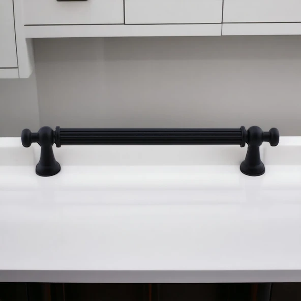 Selçuklu Siyah Metal Kulp 192 mm Mobilya Çekmece Mutfak Dolabı Dolap Kapak Kulpları Kulb Kulpu - Resim 5