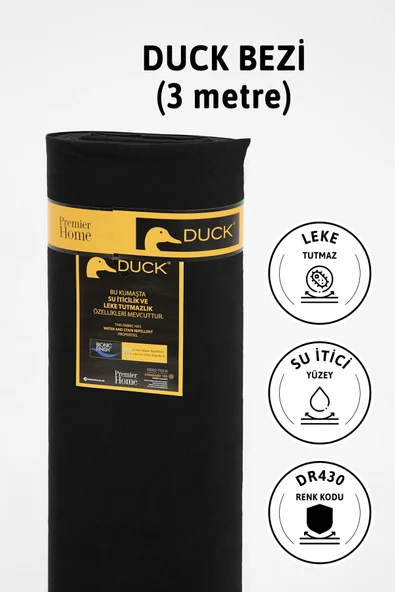 Premier Metrelik Duck Keten Kumaş Su İtici Bez 3 Metre DR430 - Siyah