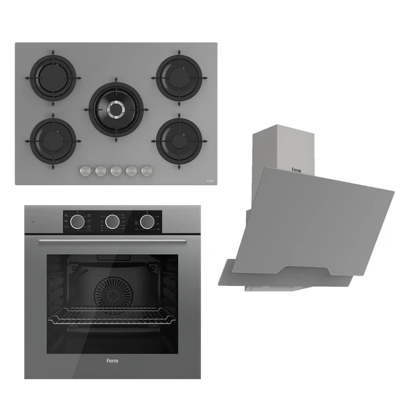 Ferre Flowart Basic Serisi Gri Ankastre Set (rs038+ Xe62cpr + D065 )