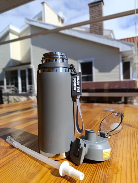 Shotay Camping Çelik Termos Matara 750Ml Gri - 4