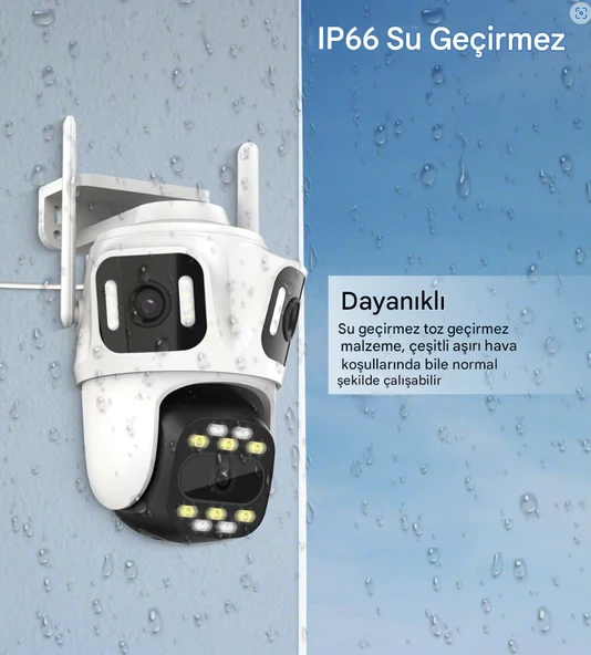 QASUL 3-Ekran Güvenlik 6K HD PTZ Kamera Wifi Gözetim Çok Lensli IP Kamera Kablosuz CCTV Kamera - 7