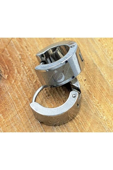 Çelik Gümüş Renk Ayyıldızlı Unisex Çift Küpe