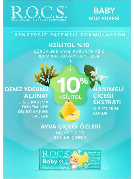 Nessiworld R.O.C.S.Bebek Diş Macunu Muz Püresi Tadında 0-3 Yaş 45 Gr - Resim 5