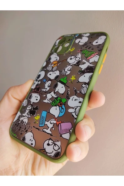 Iphone 11 Uyumlu Snoopy Tasarım Tuşları Renkli Telefon Boyun Askılı Set Kılıf - 6