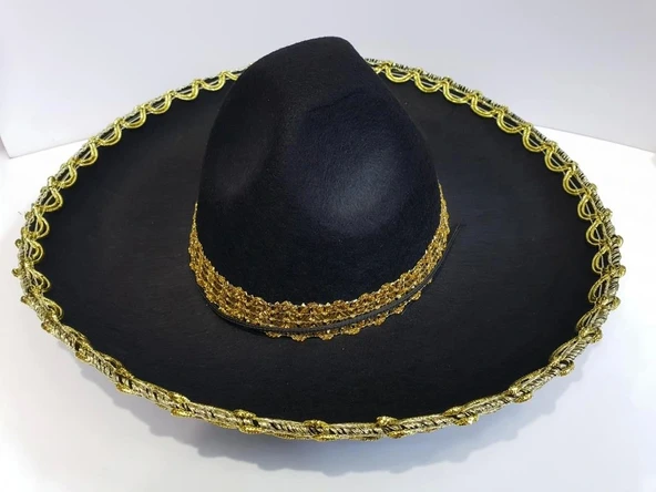 Nessiworld Altın Renk Şeritli Meksika Mariachi Latin Şapkası 55 cm Çocuk - 5